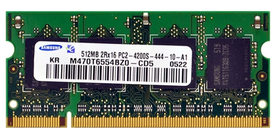 Samsung M470T6554BZ0-CD5 - 512MB PC2-4200S SODIMM 200-pin DDR2 - Image 1 of 1