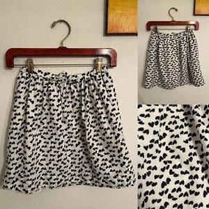 J Crew Crewcuts Black/White Heart Print Short Skirt Girls 12 100% Cotton Lined - Picture 1 of 9