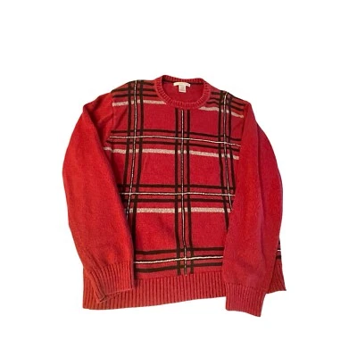 Suéter Geoffrey Beene Para Hombres XL Rojo Negro Tejido Argyle Crew Pullover Clásico Años 90 Foto 1 de 4