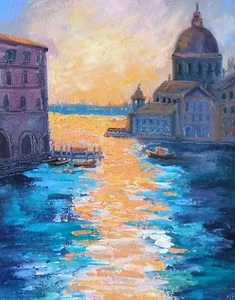Impressionist Oil Painting Original Art Venice Canal Italy Landscape 30x24cm - Picture 1 of 24