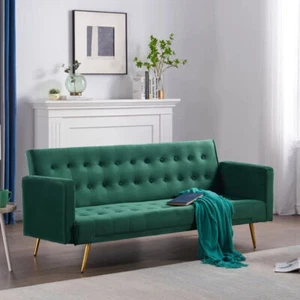 CRIBEL Divano Letto 3 Posti in Velluto, 191x80/96x74/39 cm, Verde - Imagen 1 de 5
