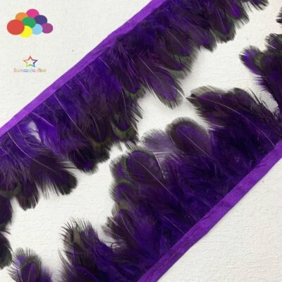 Natural Chicken Pheasant Feather Trim Fringe Ribbon Feathers 10 Meter Multicolor - Image 1 of 4