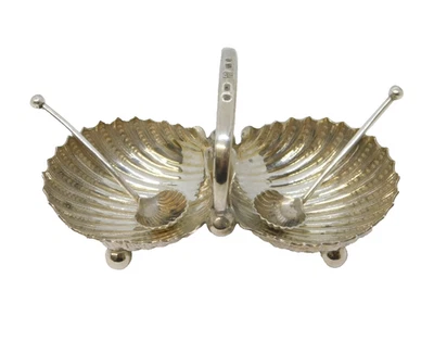 Antigua bodega victoriana de plata de ley con doble caparazón 1885 Birmingham Foto 1 de 4