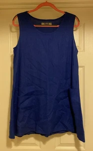 FLAX Designs Linen Tank Front Pockets Sz S - Picture 1 of 9
