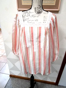 LAUREN CONRAD-CREMA/MULTIL-RAYAS-CUELLO CUADRADO-PUFF MANGA 3/4 TOP-TALLA-XXL-NUEVO CON ETIQUETAS - Imagen 1 de 3