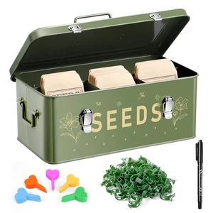 Seed Storage Organizer Box with 4 Compartments – Lockable & Sealed Metal Seed... - Picture 1 of 8