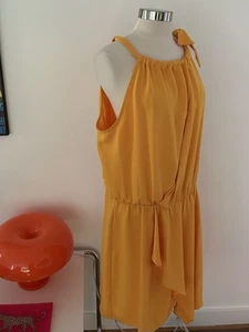 NEW TRINA TURK SUNFLOWER YELLOW P0LLYESTER CREPE SLEEVLESS DRAPED DRESS - Picture 1 of 16