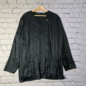 Valerie By Valerie Stevens Woman 100% Silk Black Wrap Single Button Top Size 20W - Picture 1 of 10