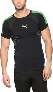 PUMA Men's IT Evotrg Evoknit Tee T-Shirt, Black-Green Gecko, S - Picture 1 of 3