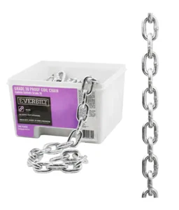 Everbilt 3/8 pulg. Cadena de bobina de acero galvanizado grado 30 de 30 pies 2650 libras 806640 - Imagen 1 de 4