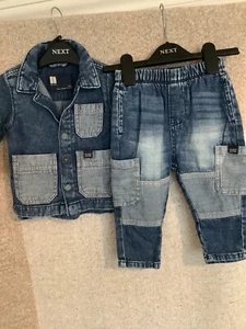 NEXT BABY BOYS 6-9 MONTHS JEANS AND SHIRT OUTFIT, BUNDLE COMBINE POST - Picture 1 of 5