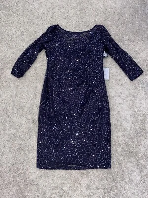 Nordstrom Marina Sequin Dress 3/4 Sleeve Grey Black  - Image 1 of 4