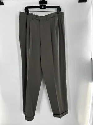 Pantalones para hombre Luciano Barbera talla 34x30 100 % lana pantalones con puños Italia plisados Foto 1 de 4