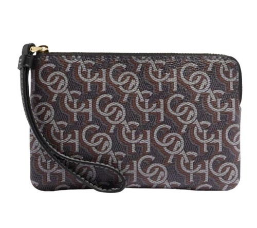 Polso Coach Corner Cerniera con Stampa Monogramma Nero CF548