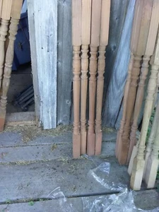 Set of 4 Red Wood Spindles   New but Seconds crafts furniture making Home Projec - Picture 1 of 2