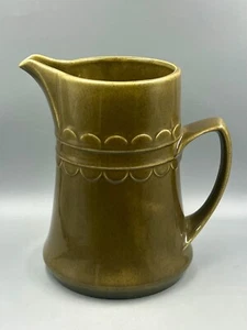 Vintage HOMER LAUGHLIN Sheffield Granada Style Green Ceramic Pitcher - 7" Tall - Picture 1 of 6