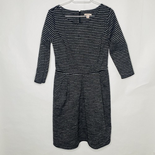 VETEMENTS Merona Vestito Donna M Nero Grigio Righe Tasche Manica Lunga Elasticizzato