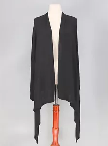 CHICO'S Drapey Lagenlook Open-Front Wrap Tunic Cardigan in Black Size 3 (XL/16) - Picture 1 of 7
