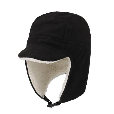 Sombreros de invierno forrados Sherpa cálidos con calavera para hombre con visera a prueba de viento gorra con oreja Foto 1 de 4