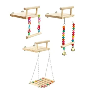 Swing Toy Bird Perch for Small Parrots Molar Grinding Scratchers Rack - Picture 1 of 11