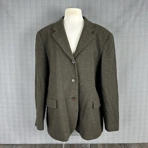 Louben Wool Blazer Jacket Womens Size 16 Olive Green 3 Button Lined Tweed VTG - Picture 1 of 12