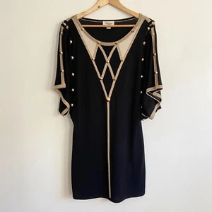Temperley London UK 12 US 8 Silk Blend Knit Dress Batwing Geometric Studs Lurex - Picture 1 of 16