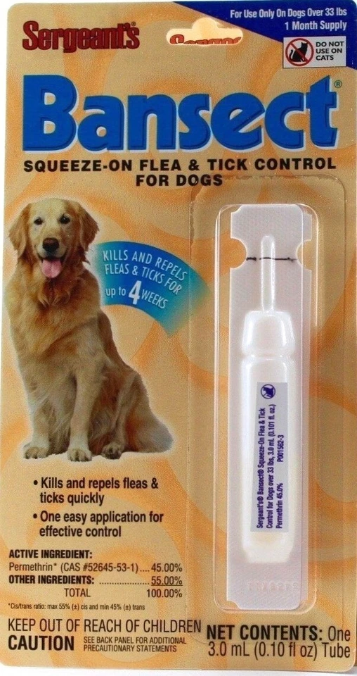 Сжатие для собак Sergeant's Bansect от блох и клещей 33+ фунта  БЕСПЛАТНАЯ ДОСТАВКА ПО США - Изображение 1 из 1