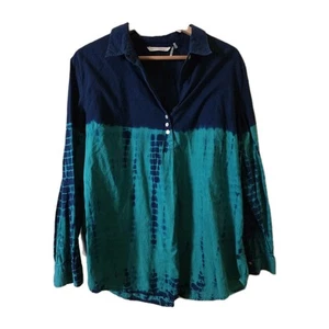Soft Surroundings Tie Dye Long Sleeve Top Shirt Blue Green Large - Picture 1 of 6