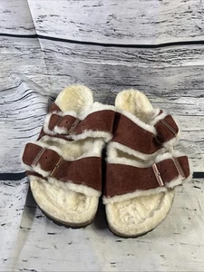 Birkenstock Arizona Shearling Suede Size 39 Port EUC - Picture 1 of 9