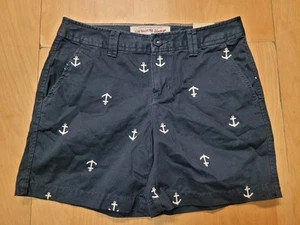G.H. BASS Women's Size 2 Navy Blue Anchor Print Everyday Bermuda Shorts ShipFree - Picture 1 of 8