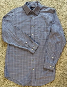 Men’s Kirkland Blue Red Check Tailored Dress Shirt Size 16 32/33 - Picture 1 of 5