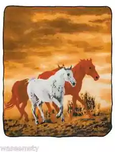 Manta decorativa de lana con acento al atardecer para caballos al galope occidental - Imagen 1 de 2