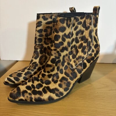 Nine West Calf Hair Cheetah Leopard Print Ankle Boots Sz 9 1/2 Women’s Booties - Image 1 of 4