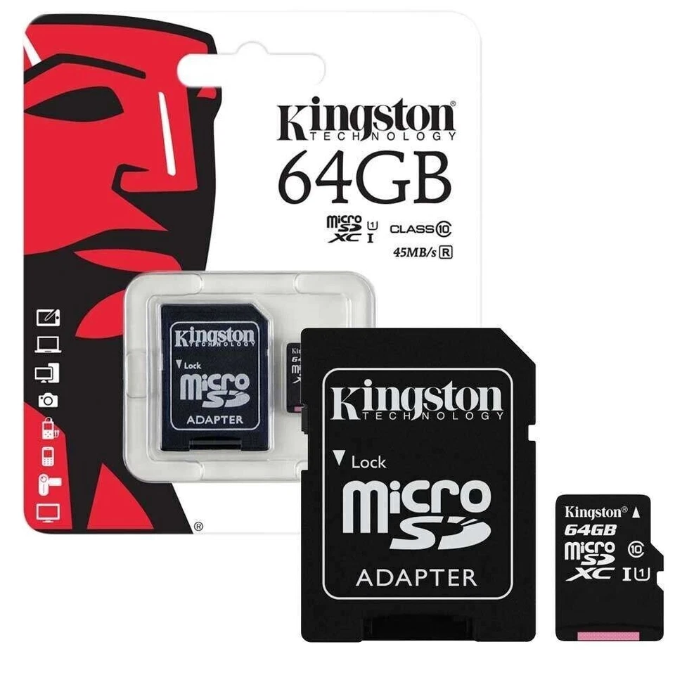 MICRO SD 64GB CLASSE 10 KINGSTON MEMORIA CELLULARE TABLET - Immagine 1 di 1