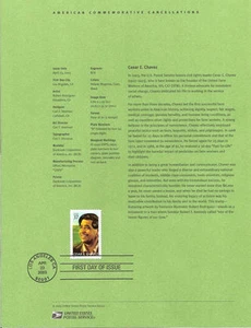 #0315 37c sello de César Chávez #3781 página de recuerdo - Imagen 1 de 1
