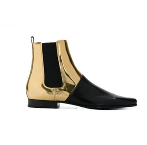 Britische Herren Glänzendes Leder Spitz zulaufend Absatz Stiefeletten Kampfschuhe Neu - Bild 1 von 7