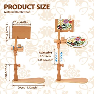 Embroidery Hoop Stand Rotated Cross Stitch Lap Stand Adjustable Embroidery - Picture 1 of 12