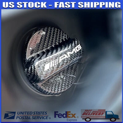 Carbon Fiber Gas Fuel Cap Cover For Mercedes Benz C300 C63S E63S E55 AMG GTS - Image 1 of 4