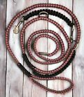 Slip Lead for Dogs with Safety 80" Rose Pink and Tan Paracord ~ Handmade in USA