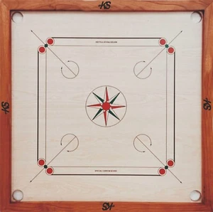 KS Carrom Brett mit Münzen Striker Pulver Set Holz glatte Oberfläche Geschenk Spiele - Bild 1 von 16