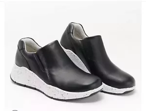 Align Women's Luna Black Leather Slip-On Wedge Shoes/Sneakers Size 7 - Picture 1 of 2