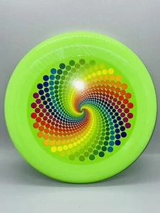 Frisbee Green Spiral 9” Flying Disc Pet Play Day Athletic Sports Polka Dots - Picture 1 of 5