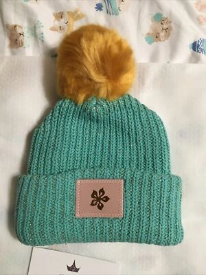 Love Your Melon Dark Mint Green And Gold Metallic Pom Beanie Moana New HTF - Image 1 of 4