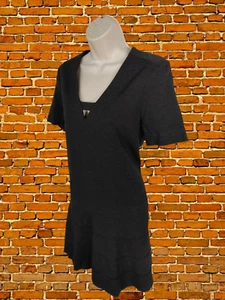 WOMENS COMPTOIR DES COTONNIERS SIZE UK XL GREY SHORT SLEEVE TIGHT SKATER DRESS - Picture 1 of 4