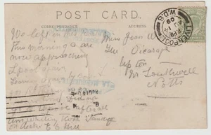 1909 LIVERPOOL POSTED ON LA MARGUERITE CACHET RP OF STEAMER CLOSE UP  SOUTHWELL - Picture 1 of 3