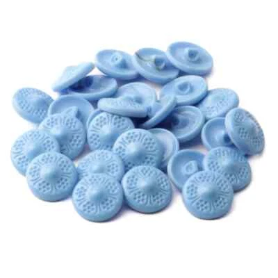 Lot (28) Vintage Czech blue pansy flower glass buttons 18mm  - Image 1 of 2