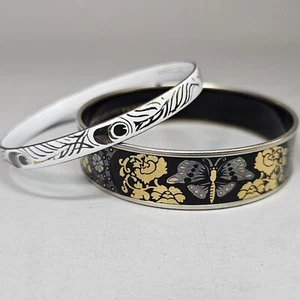 Pulseras Brazalete Esmalte Laurana Italia Mariposa Pluma de Pavo Real Negro Blanco De Colección - Imagen 1 de 23