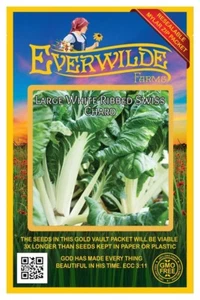 200 Large White Ribbed Swiss Chard Seeds - Everwilde Farms Mylar Seed Packet - Picture 1 of 3