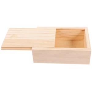 1PC Small Wooden Storage Box Container Empty Gift Box Wood Box with Sliding Lid - Picture 1 of 12