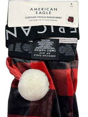 NWT AMERICAN EAGLE Costume Pouch Boxer Brief Sz XS-L Red Black Checks #34 - Image 1 of 4